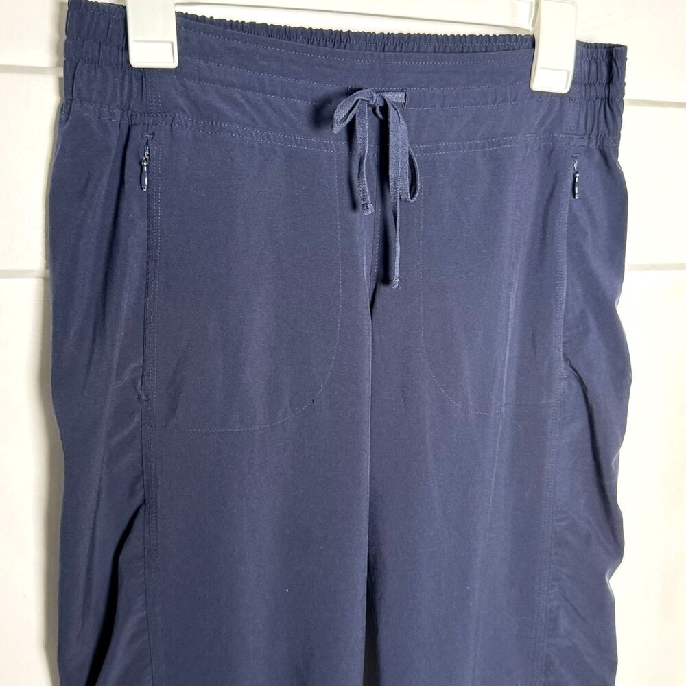 Athleta La Viva Pants Womens 4 Navy Stretch Travel Ruched Zip Pockets Athletic